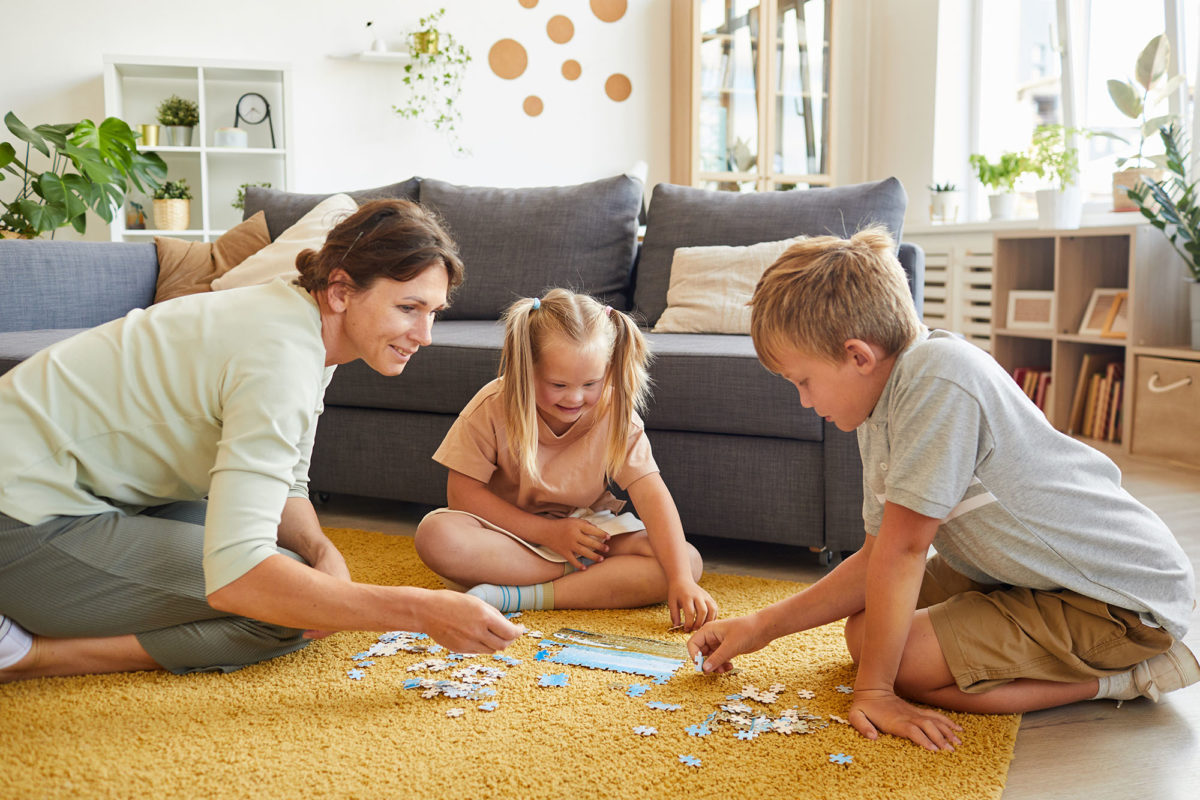 Family Playing Puzzle Game