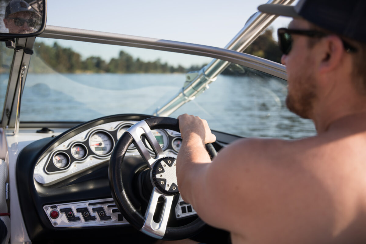 Man driving boat